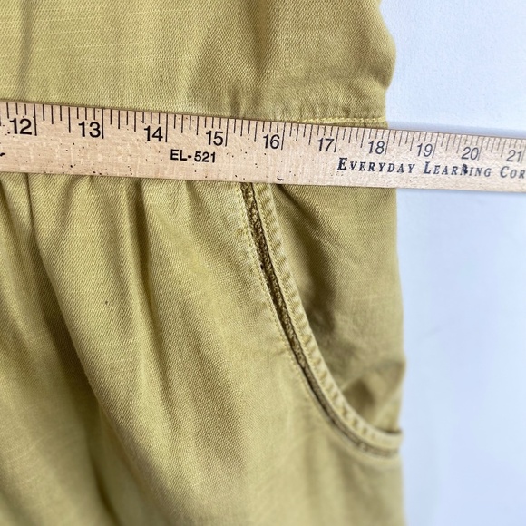 Anthropologie Postmark Linen Jumpsuit M Slouchy Mustard Yellow Pockets Cottage - Picture 11 of 15